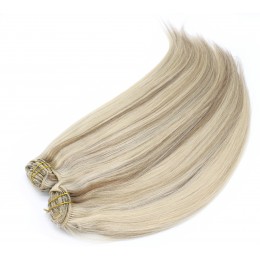 16 inch (40cm) Deluxe clip in human REMY hair - platinum / light brown