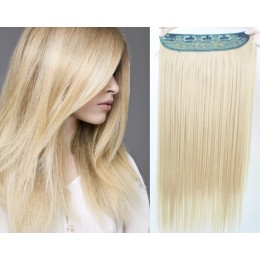 20 inches one piece full head 5 clips clip in hair weft extensions straight – the lightest blonde