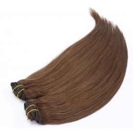 20 inch (50cm) Deluxe clip in human REMY hair - medium brown