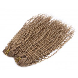 20 inch (50cm) Deluxe curly clip in human REMY hair - light brown