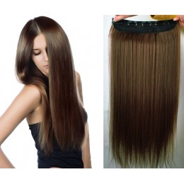 24 inches one piece full head 5 clips clip in hair weft extensions straight – dark brown