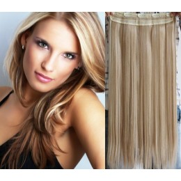24 inches one piece full head 5 clips clip in kanekalon weft straight – platinum / light brown
