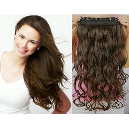 24 inches one piece full head 5 clips clip in kanekalon weft wavy – dark brown