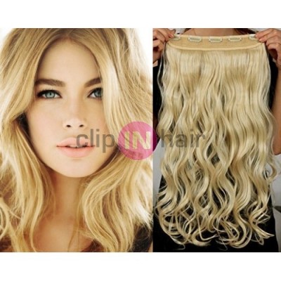 Clip in pás japonský kanekalon 63cm vlnitý – nejsvětlejší blond