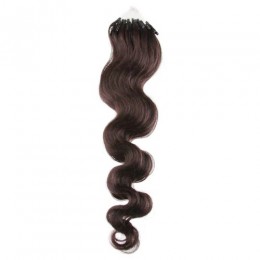 20 inch (50cm) Micro ring / easy ring human hair extensions wavy - dark brown