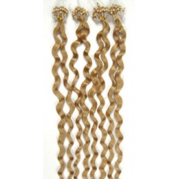 20 inch (50cm) Micro ring / easy ring human hair extensions curly - natural blonde